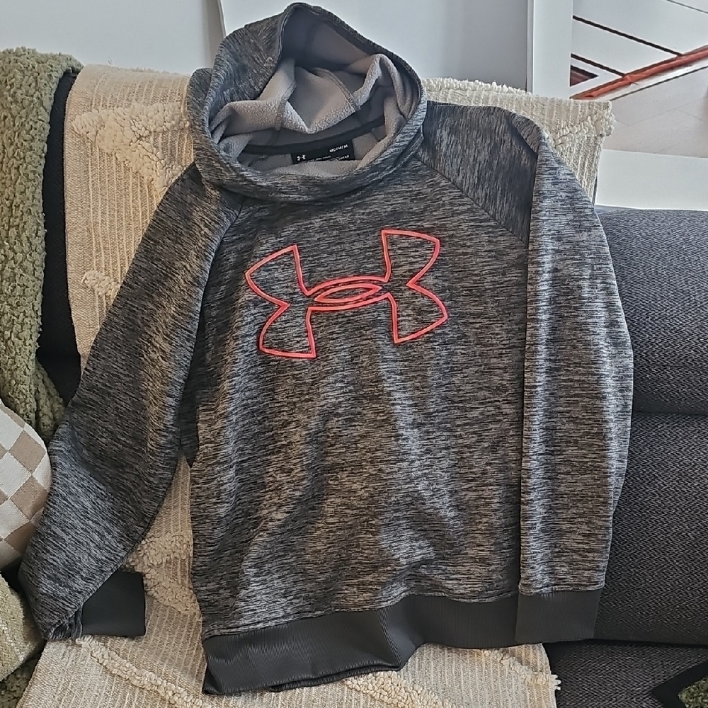 Under Armour Heather Gray Hoodie with Pink Logo